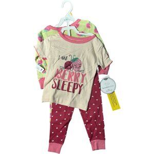 Koala Kids Baby Girls 4pc Pajama Sets 12M 100% Cotton Berry & Heart Prints Comfo